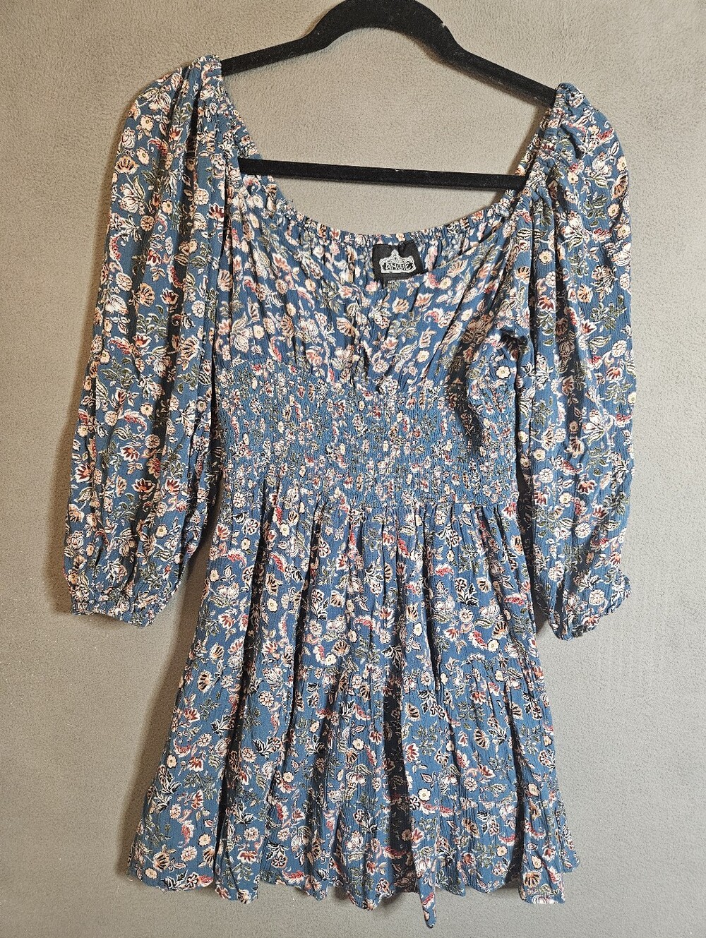 Angie Y2K Fairy Large Mini Dress Floral Boho Romantic Empire Waist Sweetheart